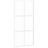 Stumdomos durys baltos 102,5x205cm stiklas ir aliuminis 155218