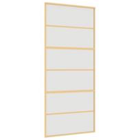 Stumdomos durys auksinės 90x205cm stiklas ir aliuminis 155164