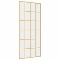 Stumdomos durys auksinės 90x205cm stiklas ir aliuminis 155173