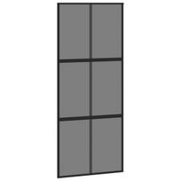 Stumdomos durys juodos 90x205cm grūdintas stiklas/aliuminis 155214