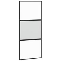 Stumdomos durys juodos 90x205cm grūdintas stiklas/aliuminis 155202