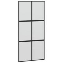 Stumdomos durys juodos 102,5x205cm stiklas ir aliuminis 155209