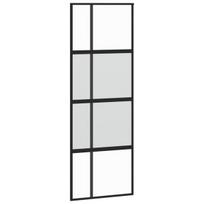 Stumdomos durys juodos 76x205cm grūdintas stiklas/aliuminis 155228