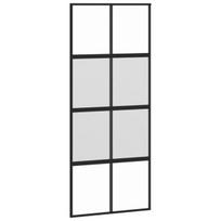 Stumdomos durys juodos 90x205cm grūdintas stiklas/aliuminis 155223