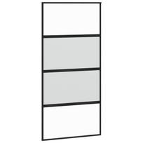 Stumdomos durys juodos 102,5x205cm stiklas ir aliuminis 155221
