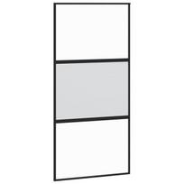 Stumdomos durys juodos 102,5x205cm stiklas ir aliuminis 155203
