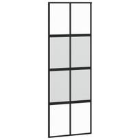 Stumdomos durys juodos 76x205cm grūdintas stiklas/aliuminis 155222