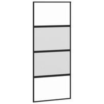 Stumdomos durys juodos 90x205cm grūdintas stiklas/aliuminis 155220