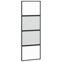 Stumdomos durys juodos 76x205cm grūdintas stiklas/aliuminis 155219
