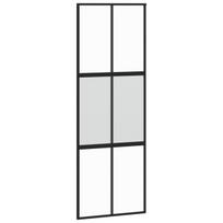 Stumdomos durys juodos 76x205cm grūdintas stiklas/aliuminis 155210