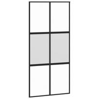 Stumdomos durys juodos 102,5x205cm stiklas ir aliuminis 155212