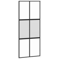 Stumdomos durys juodos 90x205cm grūdintas stiklas/aliuminis 155211