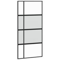 Stumdomos durys juodos 102,5x205cm stiklas ir aliuminis 155230