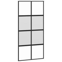Stumdomos durys juodos 102,5x205cm stiklas ir aliuminis 155224