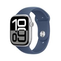 Apple Watch Series 10 GPS 46mm Silver Aluminium Case with Denim Sport Band S/M