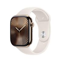 apple watch series 10 46 - Apple Watch Series 10 GPS + Cellular 46mm Gold Titanium Case with Starlight Sport Band - M/L - 1 nuotrauka
