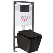 WC potinkinis komplektas Kerra Tinos BLM/Adriatic BL su klozetu Tinos Black ir mygtuku Adriatic Black