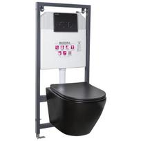 WC potinkinis komplektas Kerra Delos BLM/Pacific Black su klozetu ir mygtuku