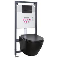 WC potinkinis komplektas Kerra Delos BLM/Adriatic Black su klozetu ir mygtuku