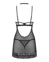 moto xl - Seksualūs apatiniai Obsessive Donarella Chemise & Thong, juodi - 1 nuotrauka