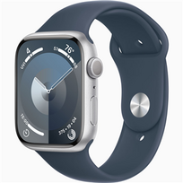 Apple Watch Series 9 45mm Silver Aluminium/ Storm Blue Sport Band - M/ L