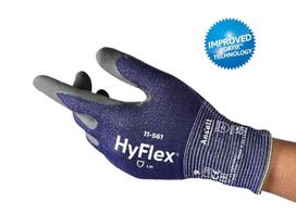 Darbo pirštinės atsparios įpjovimui Ansell HyFlex 11-561, nailonas/poliesteris/elastanas, mėlyna/pilka, 11