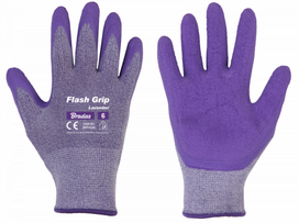 Darbo pirštinės gumotos, pirštuotos Bradas Flash Grip RWFGLR6, suaugusiems, poliesteris/lateksas, violetinė, 6, 6 vnt.