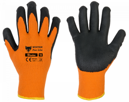 Darbo pirštinės pirštuotos Bradas Winter Fox Lite, medvilnė/lateksas, juoda/oranžinė, 9, 6 vnt.
