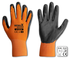 Darbo pirštinės pirštuotos Bradas Nitrox Orange, suaugusiems, poliesteris/nitrilas, oranžinė, 8, 6 vnt.