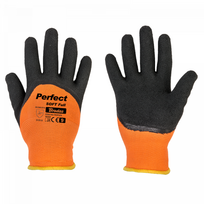 Darbo pirštinės pirštuotos Bradas Perfect Soft, poliesteris/lateksas, juoda/oranžinė, 11, 6 vnt.