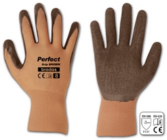 Darbo pirštinės pirštuotos Bradas Perfect Grip, poliesteris/lateksas, ruda, 9, 6 vnt.