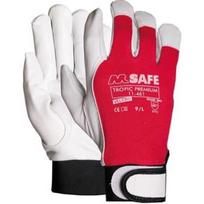 Darbo pirštinės pirštuotos OXXA M-Safe, oda, balta/raudona, 9