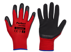 Sodo ir darbo pirštinės Bradas PERFECT SOFT RED, 11 dydis, 6 vnt.