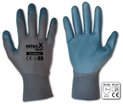 Sodo ir darbo pirštinės Bradas NITROX GRAY, 9 dydis, 6 vnt.