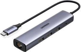 hub - Ugreen daugiafunkcis adapteris HUB USB Type C – 3 x USB / Ethernet RJ-45 / USB Type C PD pilkas (CM475) - 1 nuotrauka