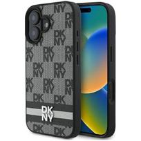 Dkny "Checkered Pattern Printed Stripes Case iPhone 16" Black