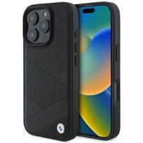 apple iphone 3 telefonas - BMW "Sign Leather Crossing Lines Pattern Case iPhone 16 Pro" Black - 1 nuotrauka