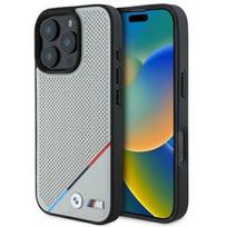 BMW "M Perforated Tricolor Line MagSafe Case iPhone 16 Pro" Grey