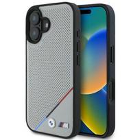 BMW "M Perforated Tricolor Line MagSafe Case iPhone 16" Grey