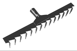 Metalinis grėblys su mediniu kotu TRAMONTINA 77110/144, 14 dantų, plotis 416 mm