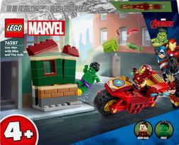 lego motociklas - LEGO Marvel Geležinis žmogus su motociklu ir Halkas 76287 - 1 nuotrauka
