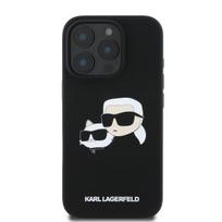 apple iphone 3 telefonas - Karl Lagerfeld Liquid Silicone Double Heads MagSafe Case for iPhone 16 Pro Black - 1 nuotrauka