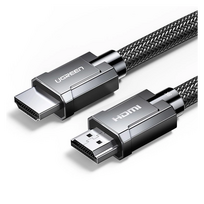 hdmi 2.1 kabelis - Kabelis Ugreen HDMI 2.1, 8K 60 Hz / 4K 120 Hz 3D 48 Gbps HDR VRR QMS ALLM eARC QFT, 2 m, pilkas (HD135 70321) - 2 nuotrauka