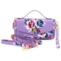 Evelatus "Eco Leather Zipper Wallet" Flower Purple