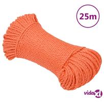 vidaXL Darbo virvė, oranžinės spalvos, 6mm, 25m, polipropilenas
