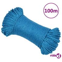 vidaXL Darbo virvė, mėlynos spalvos, 6mm, 100m, polipropilenas