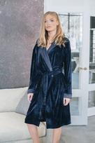 Veliūrinis elegantiškas chalatas moterims, mėlynas