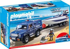 zaislai sunkvezimis - Playmobil, Policijos sunkvežimis su valtimi - 1 nuotrauka