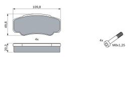 BOSCH 0 986 424 876 Brake pad set