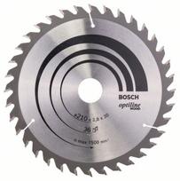 Pjovimo diskas medienai Bosch OPTILINE WOOD; 210x2,8x30,0 mm; Z36; 15°